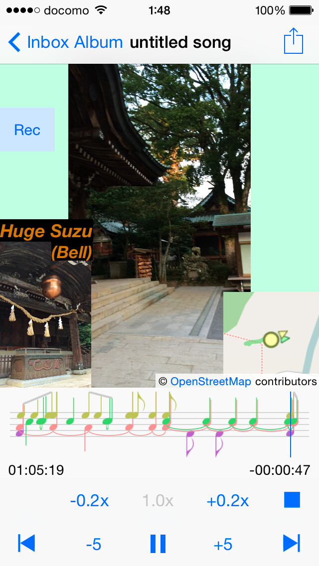 Emulate iPhone app μ Rec - multimedia recorder and player (synchronize photo, video, audio, text, and location) with export & share function using MyAndroid