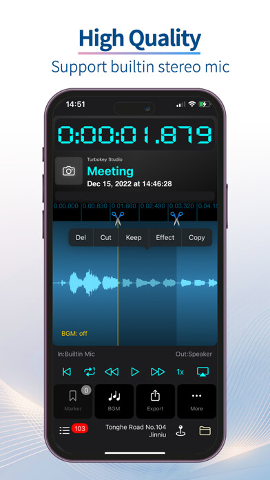 Emulate iPhone app Recorder Plus - record & edit using MyAndroid