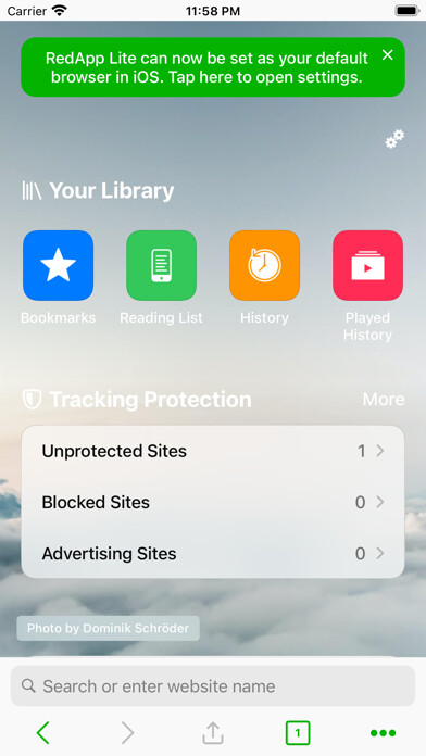 Emulate iPhone app RedApp Lite: Privacy Browser using MyAndroid