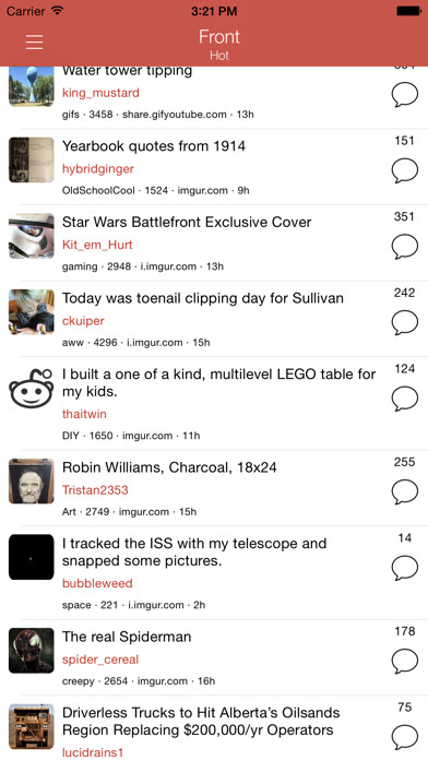 Emulate iPhone app Reddista - client for Reddit using MyAndroid