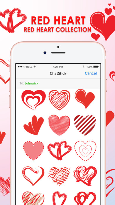 Emulate iPhone app Red Heart Collection Stickers for iMessage using MyAndroid Emulate iPhone app Red Heart Collection Stickers for iMessage using MyAndroid