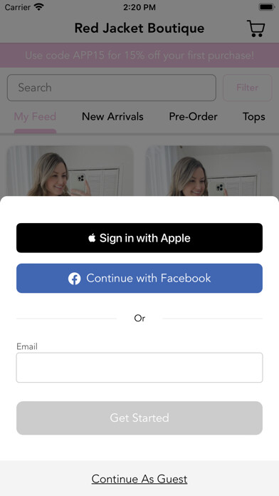 Emulate iPhone app Red Jacket Boutique using MyAndroid