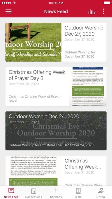 Emulate iPhone app Redland Baptist Church using MyAndroid