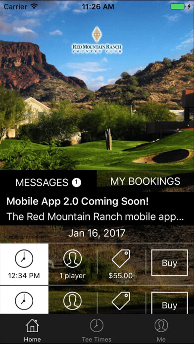 Emulate iPhone app Red Mountain Ranch Country Club Tee Times using MyAndroid