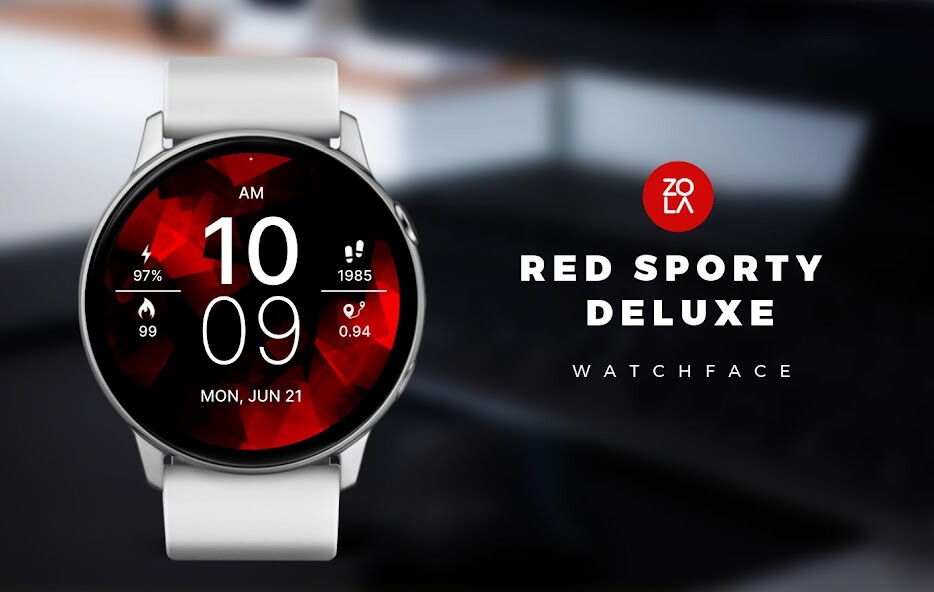 Run android online APK Red Sporty Deluxe Watch Face from MyAndroid or emulate Red Sporty Deluxe Watch Face using MyAndroid