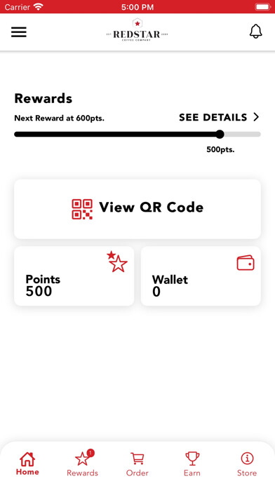 Emulate iPhone app Red Star Coffee Rewards using MyAndroid