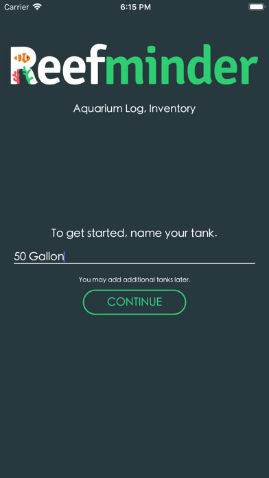 Emulate iPhone app Reefminder Fish Log using MyAndroid