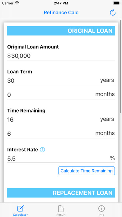 Emulate iPhone app Refinance Calculator - Calc using MyAndroid Emulate iPhone app Refinance Calculator - Calc using MyAndroid