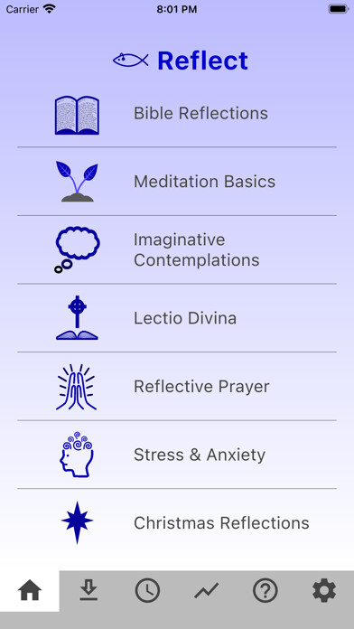 Emulate iPhone app Reflect: Christian Mindfulness using MyAndroid