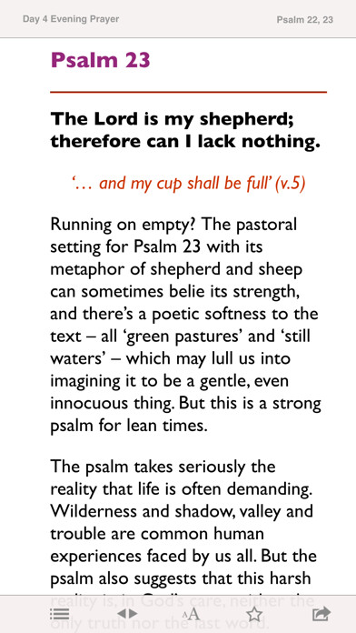 Emulate iPhone app Reflections on the Psalms: Bible notes from CofE using MyAndroid