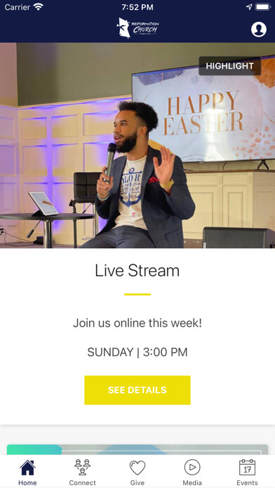 Emulate iPhone app Reformation Church Nashville using MyAndroid