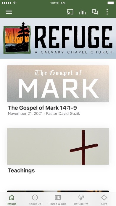 Emulate iPhone app Refuge-A Calvary Chapel Church using MyAndroid