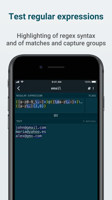 Emulate iPhone app RegEx Lab: Regular Expressions using MyAndroid
