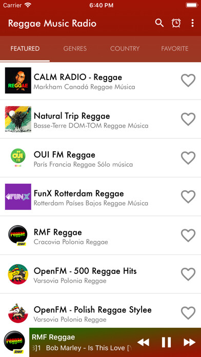 Emulate iPhone app Reggae Music Radio app using MyAndroid