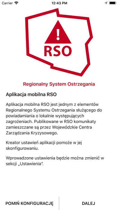 Emulate iPhone app Regionalny System Ostrzegania using MyAndroid Emulate iPhone app Regionalny System Ostrzegania using MyAndroid