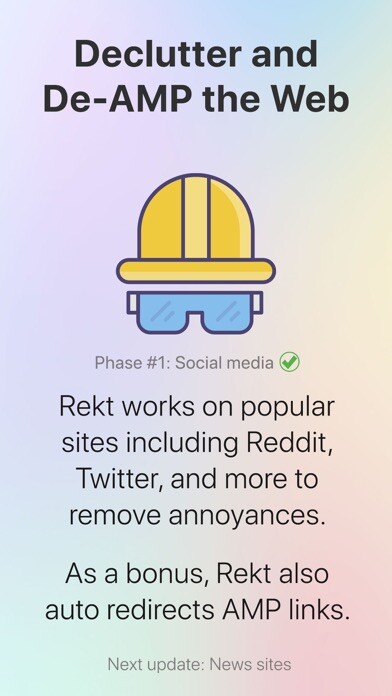 Emulate iPhone app Rekt: Block Nags, Redirect AMP using MyAndroid