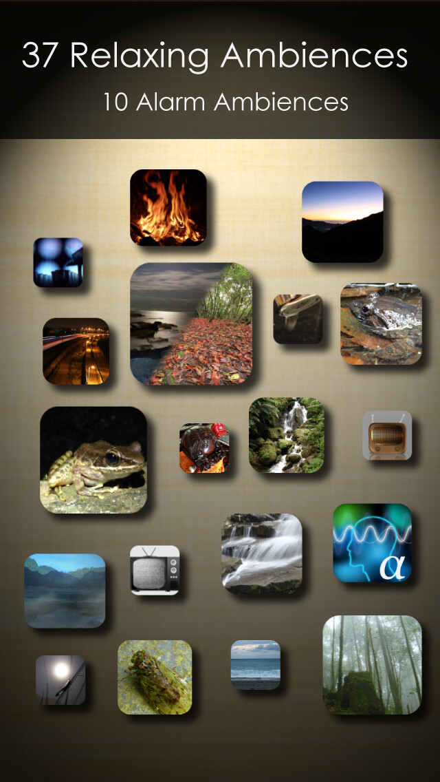 Emulate iPhone app Relax Soundscapes Lite: white noise and relaxing ambiences for sleep, relax, meditation, and concentration using MyAndroid
