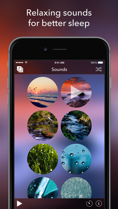 Emulate iPhone app Relax Sounds PRO - Relaxing Nature & Ambient Melodies - Help for Better Sleep, Baby Calming & Insomnia using MyAndroid