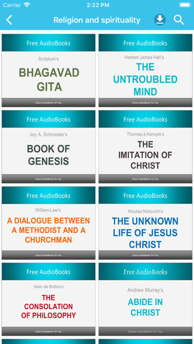 Emulate iPhone app Religion & Spiritual Audibooks using MyAndroid