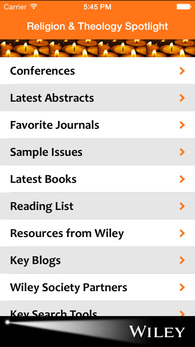 Emulate iPhone app Religion & Theology Spotlight using MyAndroid