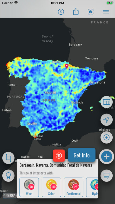 Emulate iPhone app REMaps - GIS Renewable Energy using MyAndroid