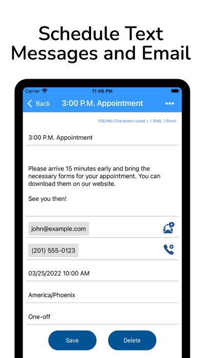 Emulate iPhone app Reminderbase: Scheduled Text using MyAndroid Emulate iPhone app Reminderbase: Scheduled Text using MyAndroid