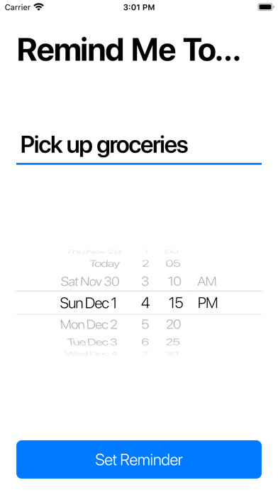 Emulate iPhone app Remind Me - Easy Reminders using MyAndroid