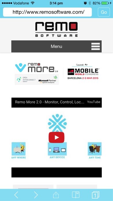 Emulate iPhone app Remo MORE Safe Browser using MyAndroid