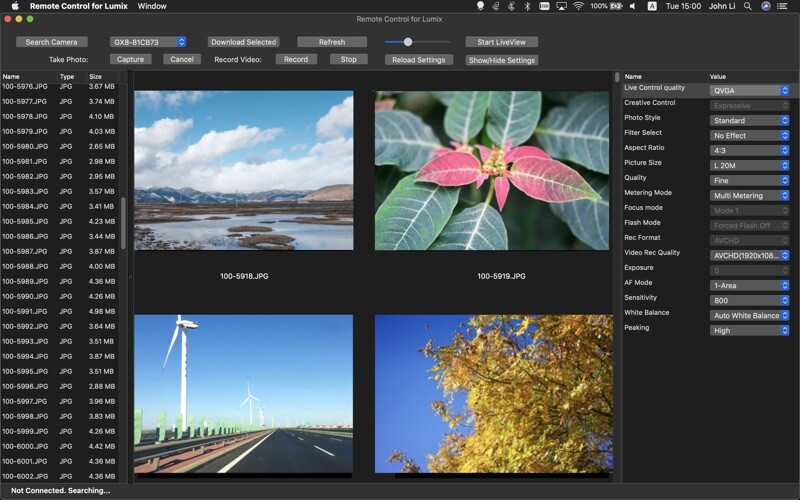 Emulate iPhone app Remote Control for Lumix using MyAndroid