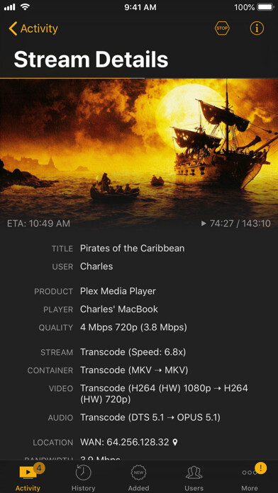 Emulate iPhone app Remote for Tautulli using MyAndroid