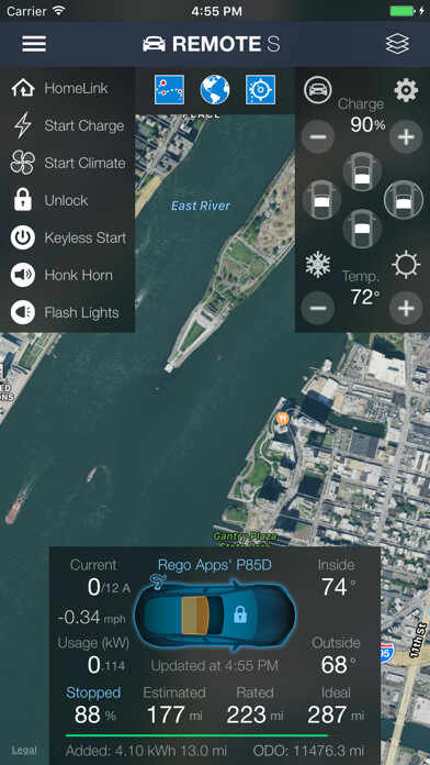 Emulate iPhone app Remote for Tesla using MyAndroid