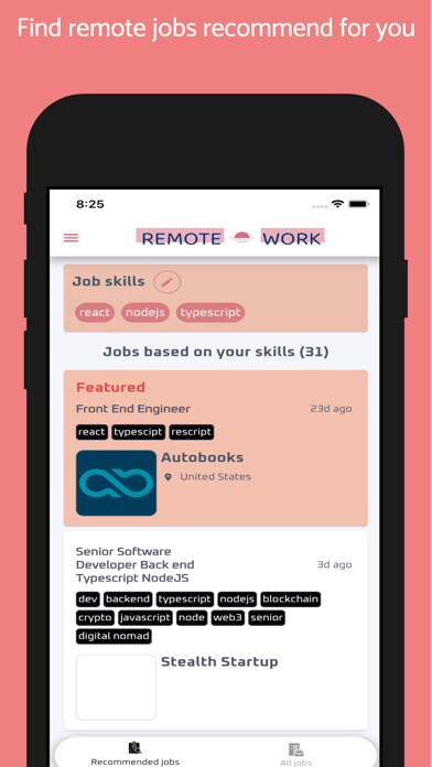 Emulate iPhone app Remote-Work.app - remote jobs using MyAndroid