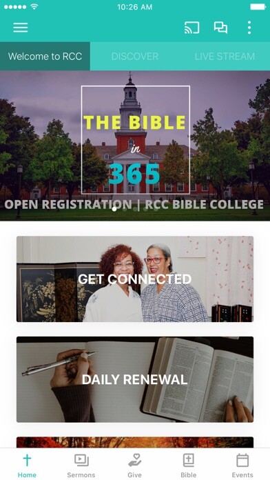 Emulate iPhone app Renewal Christian Center using MyAndroid Emulate iPhone app Renewal Christian Center using MyAndroid