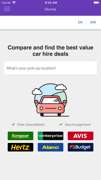 Emulate iPhone app Rent a Car - Book your Car using MyAndroid