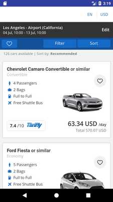 Emulate Android APK Rentalcars - car rental APP Emulate Android APK Rentalcars - car rental APP