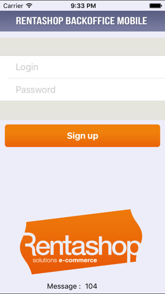 Emulate iPhone app Rentashop Backoffice Mobile using MyAndroid