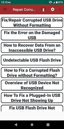 Run android online APK Repair Corrupted USB Drives Guide from MyAndroid or emulate Repair Corrupted USB Drives Guide using MyAndroid