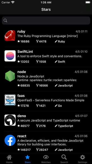 Emulate iPhone app Repository Stream for GitHub using MyAndroid