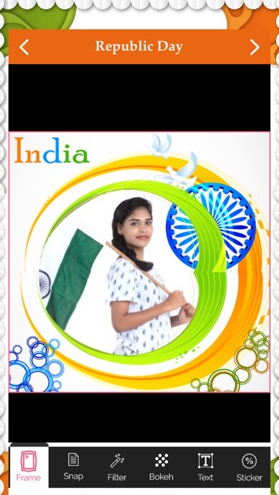 Emulate iPhone app Republic Day Cards & Frame using MyAndroid