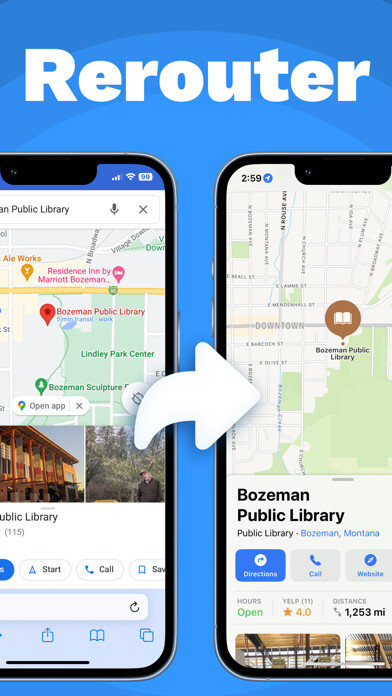 Emulate iPhone app Rerouter - Open links in Maps using MyAndroid