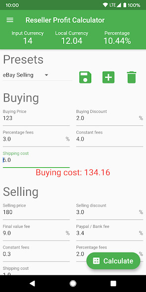 Emulate Android APK Reseller Profit Calculator