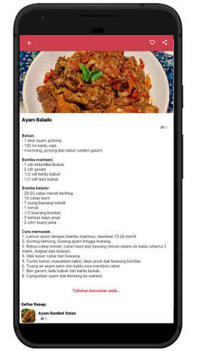 Run android online APK Resep Ayam Pedas Masakan Nusantara from MyAndroid or emulate Resep Ayam Pedas Masakan Nusantara using MyAndroid