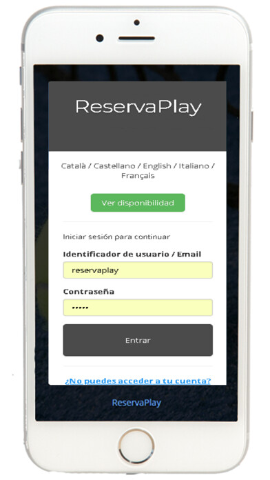 Emulate iPhone app ReservaPlay using MyAndroid