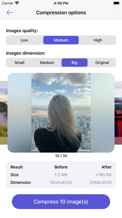Emulate iPhone app Resize it - compress any image using MyAndroid