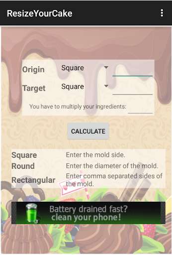 Run android online APK ResizeYourCake from MyAndroid or emulate ResizeYourCake using MyAndroid
