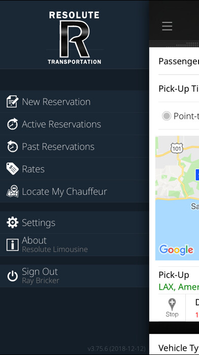 Emulate iPhone app Resolute Limo VIP Travel App using MyAndroid