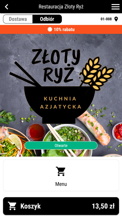 Emulate iPhone app Restauracja Złoty Ryż using MyAndroid