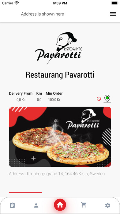 Emulate iPhone app Restaurang Pavarotti using MyAndroid