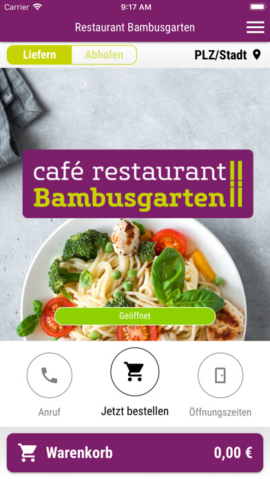 Emulate iPhone app Restaurant Bambusgarten using MyAndroid Emulate iPhone app Restaurant Bambusgarten using MyAndroid