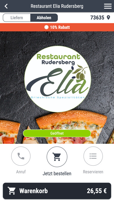 Emulate iPhone app Restaurant Elia Rudersberg using MyAndroid